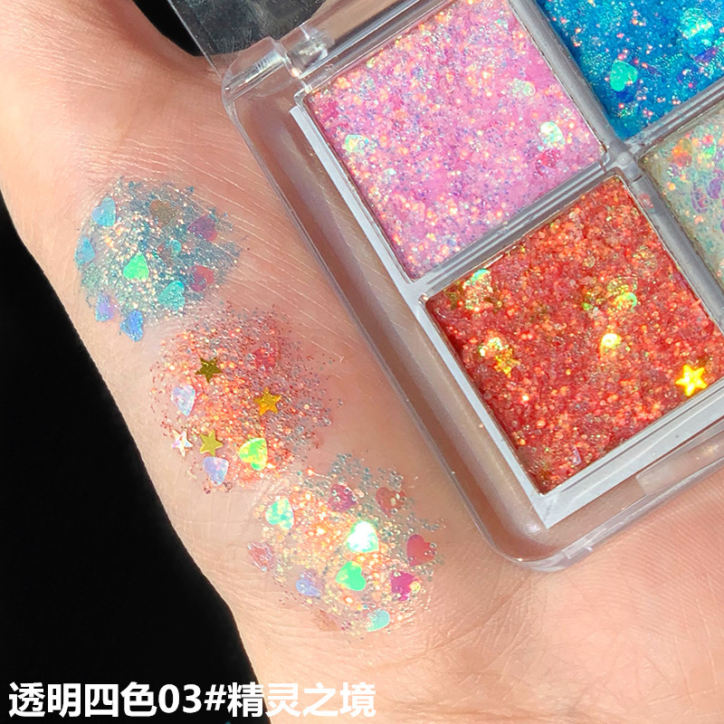 03 Children Stage Performance Four Color Sequins Wet Eye Shadow.cos colour Eyeshadow Compact 63 colour children stage perform Makeup student dresser special-purpose Waterproof and sweat proof Make up tray