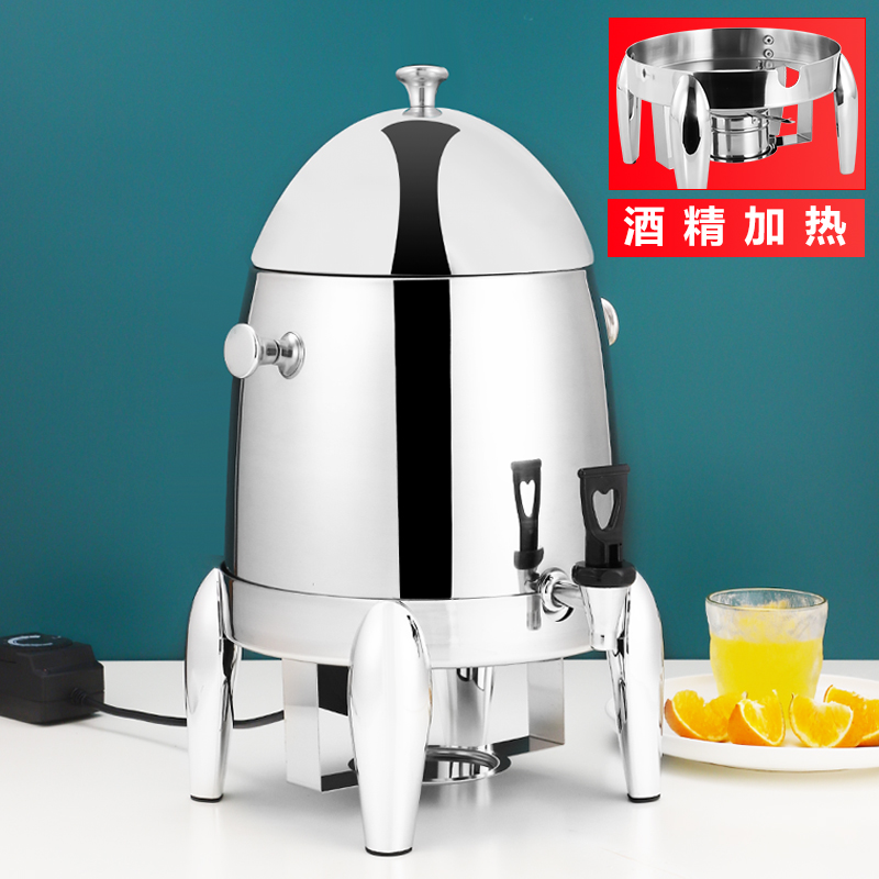 New era stainless steel coffee tripod electric heating buffet soybean milk milk insulation bucket juice tripod commercial transparent (1627207:14147783309:sort by color:12升全钢果汁鼎/酒精加热 质保三年)