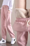 Розовые утепленные демисезонные бархатные штаны для отдыха, подходит для подростков, свободный крой