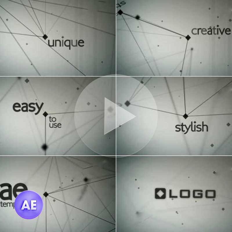 点线连接文字MG动画标题logo视频开场片头AE模板文件设计素材