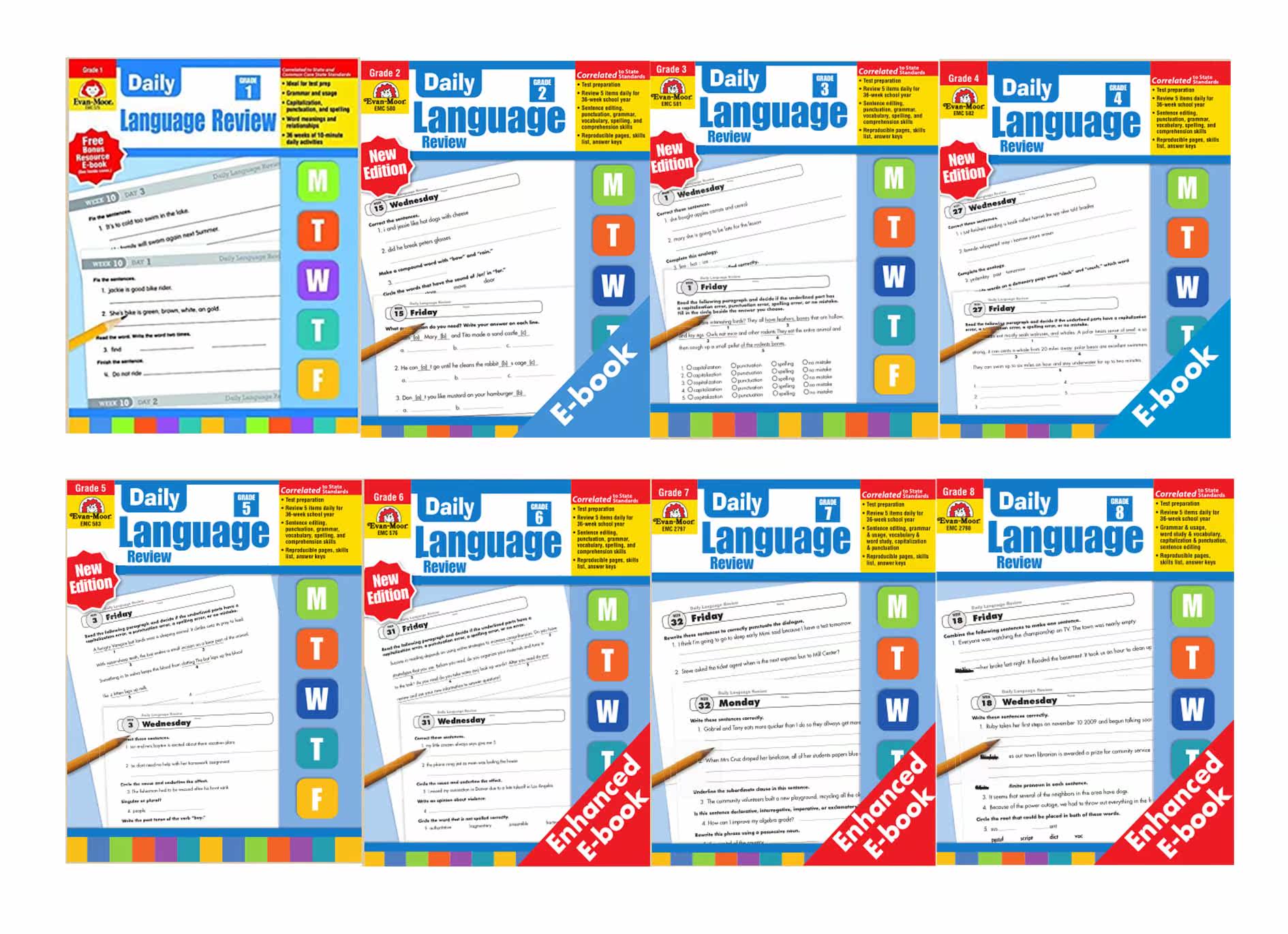 Evan-Moor全集美国加州非常著名的PDF教材  Daily Language Review Grade 1-8 儿童英语练习册练习题 1年级-8年级 12345678年级完整电子版-天天素材网