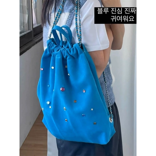 Матовая сумка, рюкзак, Южная Корея, с драгоценным камнем, на шнурках