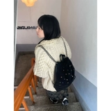 Матовая сумка, рюкзак, Южная Корея, с драгоценным камнем, на шнурках