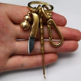 Латунный маленький складной складной нож, брелок, подвеска, медная линейка, ухочистка, свисток