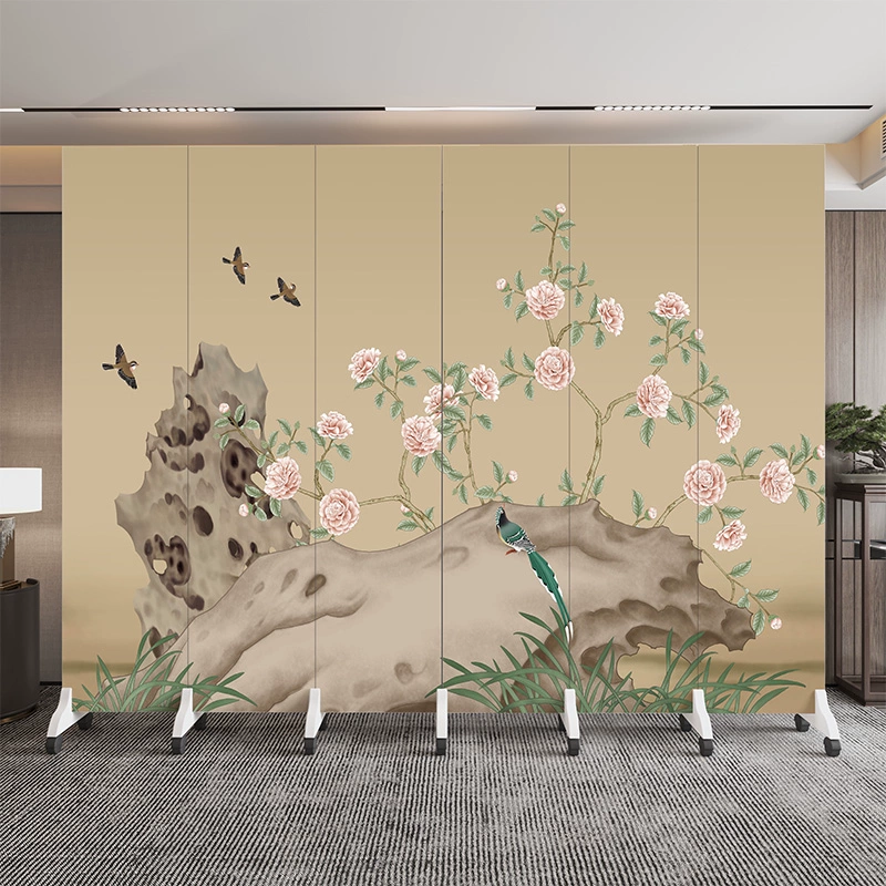 Tùy chỉnh 
            màn hình văn phòng kiểu Trung Quốc vách ngăn phòng khách gấp di động bóng râm nhà hàng khách sạn trong nhà màn hình gấp hoa và chim trong nhà vách tường nhựa giả gỗ 