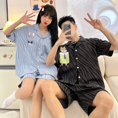 Хлопковая пижама для влюбленных, хлопковый кардиган, милый комплект подходит для мужчин и женщин, 2024 года, популярно в интернете