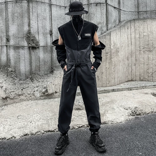 Ретро съемное боди, модный комплект подходит для мужчин и женщин, жилет, комбинезон, с рукавом