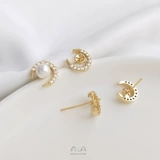 Серьги с цирконом из жемчуга, 14 карат, микроинкрустация, четырехлистный клевер, DIY