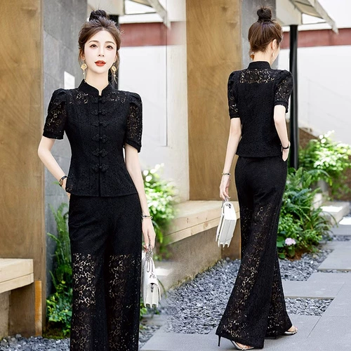 Летний комплект, кружевные штаны, китайский стиль, изысканный стиль