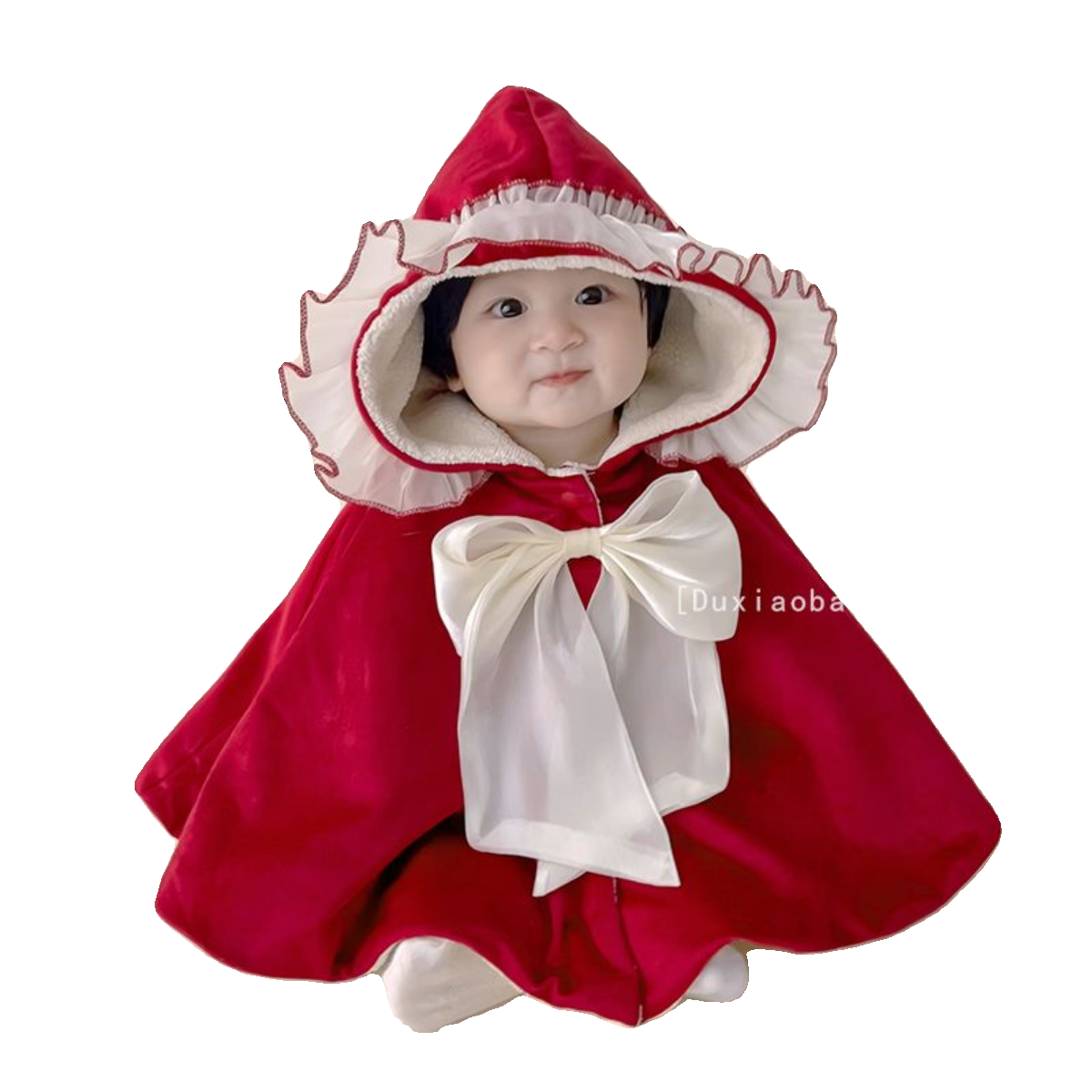 Baby's Cloak Bow Shawl Autumn and Winter fleecelined Thickened Cloak