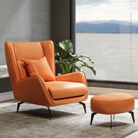 Односпальный диван + комплект подставки для ног Hermès оранжевый