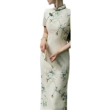 Легкое элитное ретро длинное летнее ципао, светлый стиль, китайский стиль, изысканный стиль