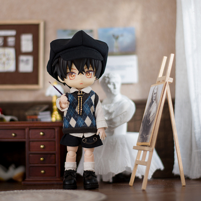 taobao agent OB11 baby rhodole rhombus Genglun Wind vest college style 12 points bjd clothes GSC molly p9