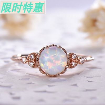 Hot style moonlight stone set with diamond small ring