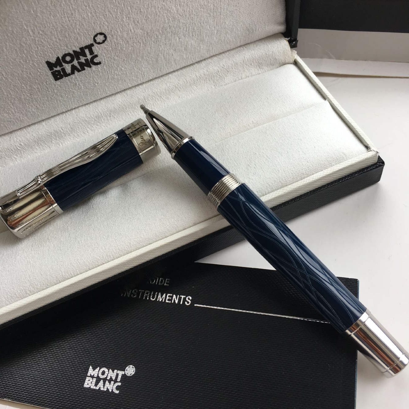 Blue Signature Pen With Pencil CaseMONT pen mark tween  Signature pen Pearl pen
