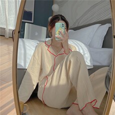 Купальник для пары 纯棉长袖睡衣少女学生春秋2023年新款小仙女韩版宽松甜美薄款套装 Tagkita