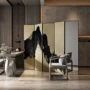 tấm bình phong gỗ Tùy chỉnh 
            mới của Trung Quốc ánh sáng sang trọng màn hình có thể gập lại màn hình gương di động phân vùng phòng khách phòng ngủ nhập cảnh trang trí trừu tượng màn hình gấp tùy chỉnh vách gỗ đẹp
