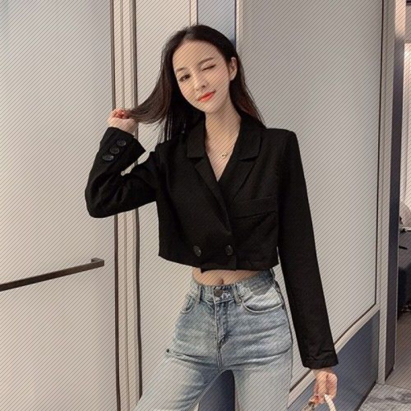 BlackInternet celebrity UltraShort  loose coat female 2021 new pattern spring and autumn Korean version student fashion Blazer have cash less than that is registered in the accounts Cardigan Women coat