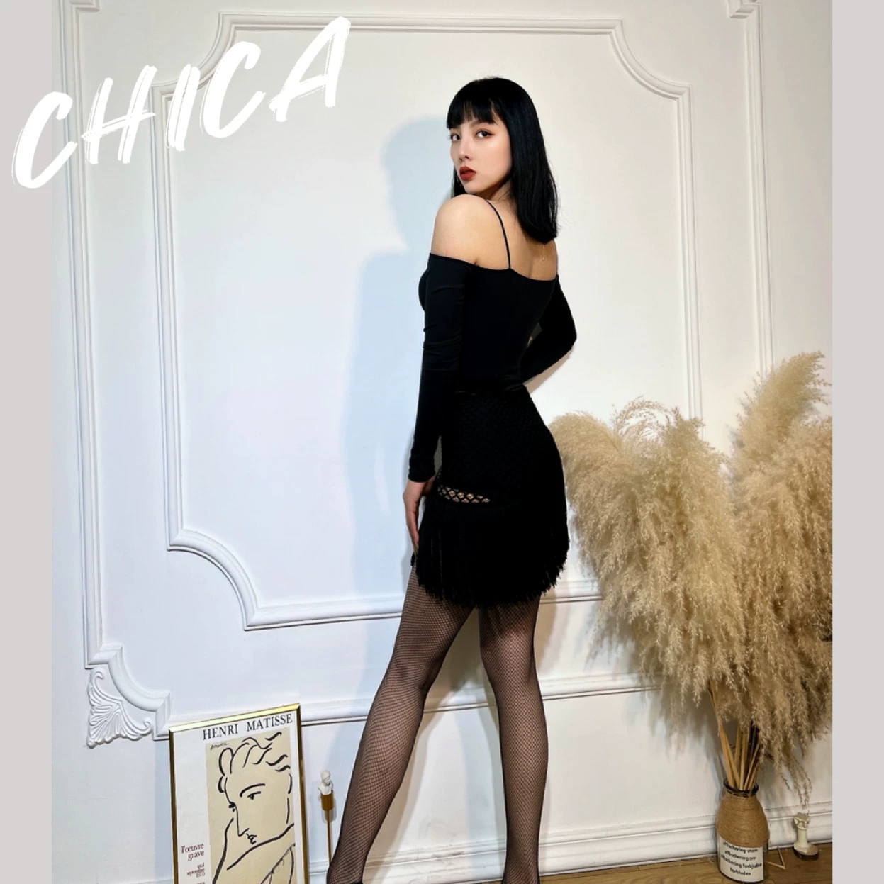 Платье CHICA с длинными рукавами, брюки, открытые плечи и длинные рукава, стиль высокого качества