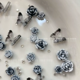 Красный горный чай для маникюра для ногтей, черный трехмерный декор с бабочкой, набор материалов, 2023, популярно в интернете