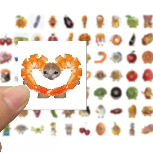 Друзья счастливого кота в Интернете, банан, корм для кошек, наклейки для кошек-призраков, кошек, котят, 69 штук