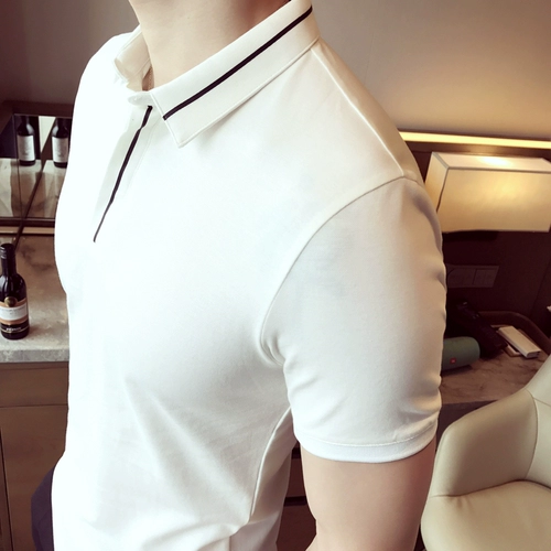 Летняя приталенная футболка polo для отдыха, трендовая футболка с коротким рукавом, с вышивкой, в корейском стиле