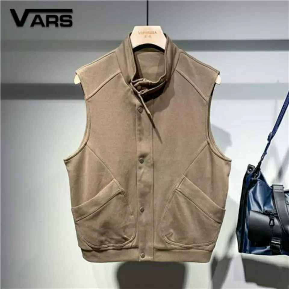 Tail Single | Reverse Season Discipline | Clear Delivery ~ Autumn Zipper Cardigan Vests Male Collar Wireless Poor Pure Color Vest