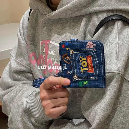 Ретро игрушка, мультяшный кошелек, сумка, джинсовый картхолдер, сумка-органайзер, в американском стиле, подарок на день рождения