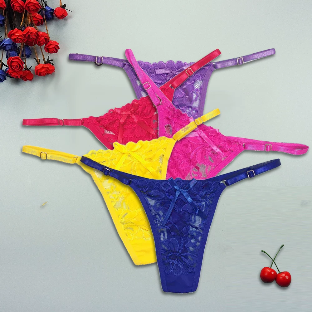 3 шт./набор женщины sexy thong трусики кружевные прозрачные