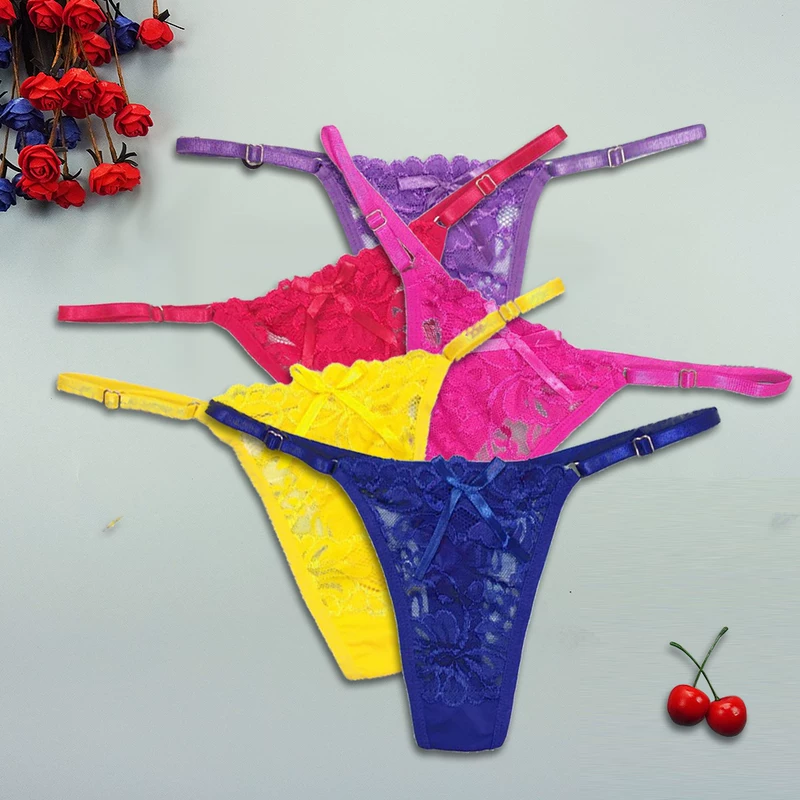 3 шт./набор женщины sexy thong трусики кружевные прозрачные