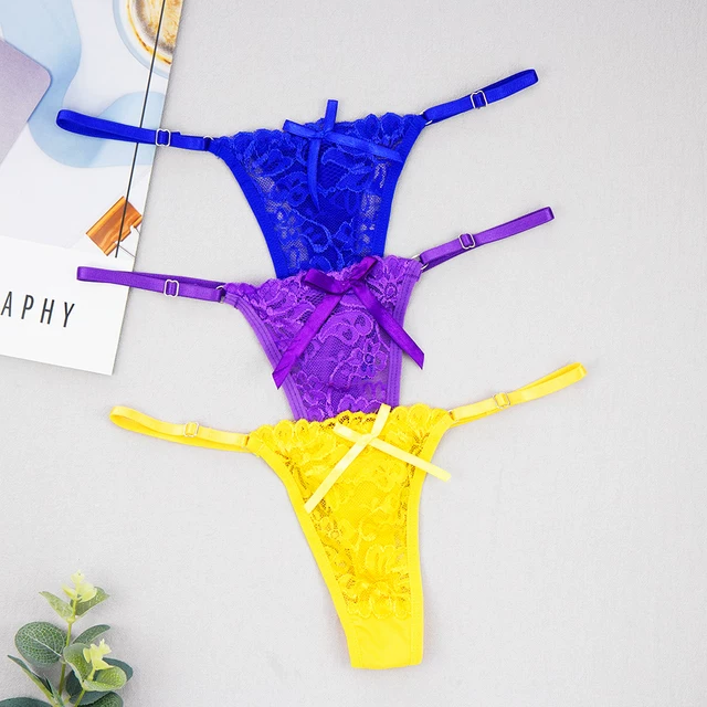 3 шт./набор женщины sexy thong трусики кружевные прозрачные