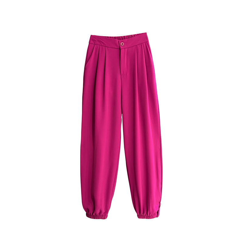 Black early autumn casual pants for women, large-sized high-waisted pants with a slimming drape, cigarette tube pants, autumn and winter fleece straight-leg tight-fitting Harem pants Item Picture