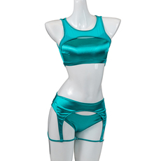 костюм pole dance hopewin新款三件套装运动分体露背专业高端性感钢管舞衣网红健身