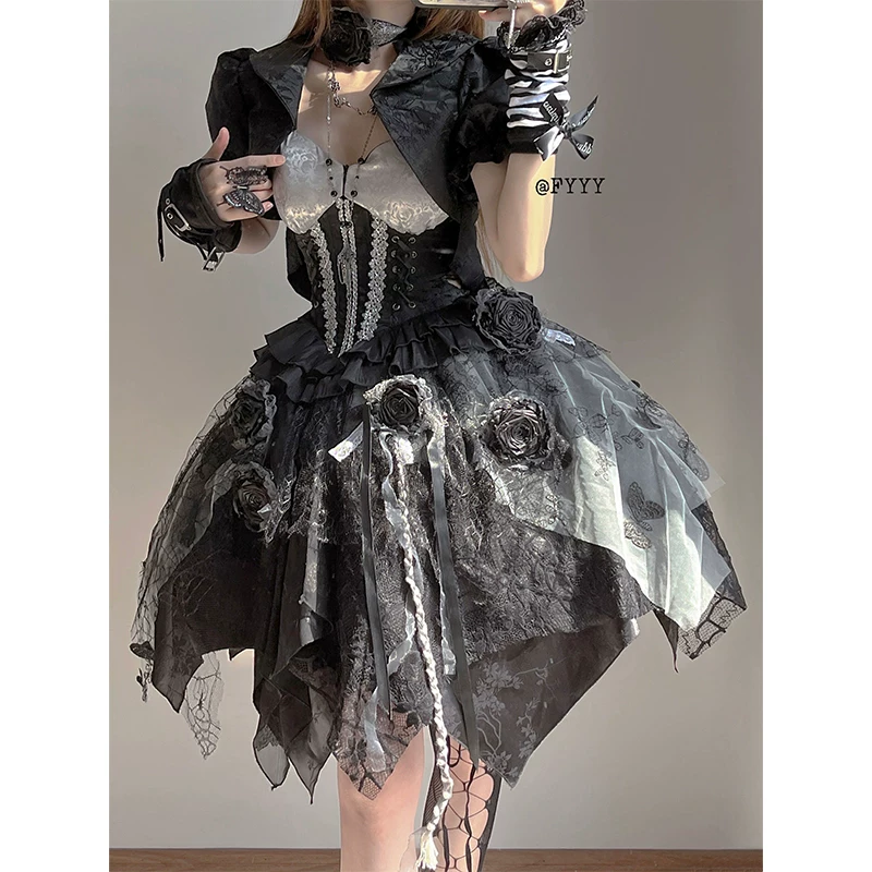 Оригинальный дизайн Tuxue Meow клетка священник готическая Лолита тёмная юбка-платье с ярджа