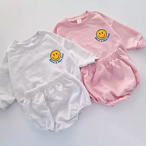 Baby Girls Clothes Sets Cotton Smiley Face Print ops Sweater