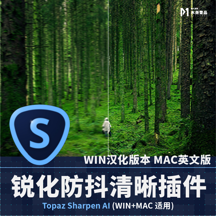 【图片锐化】Topaz Sharpen AI4.1.0智能一键模糊图片清晰/锐化防抖动/PS插件