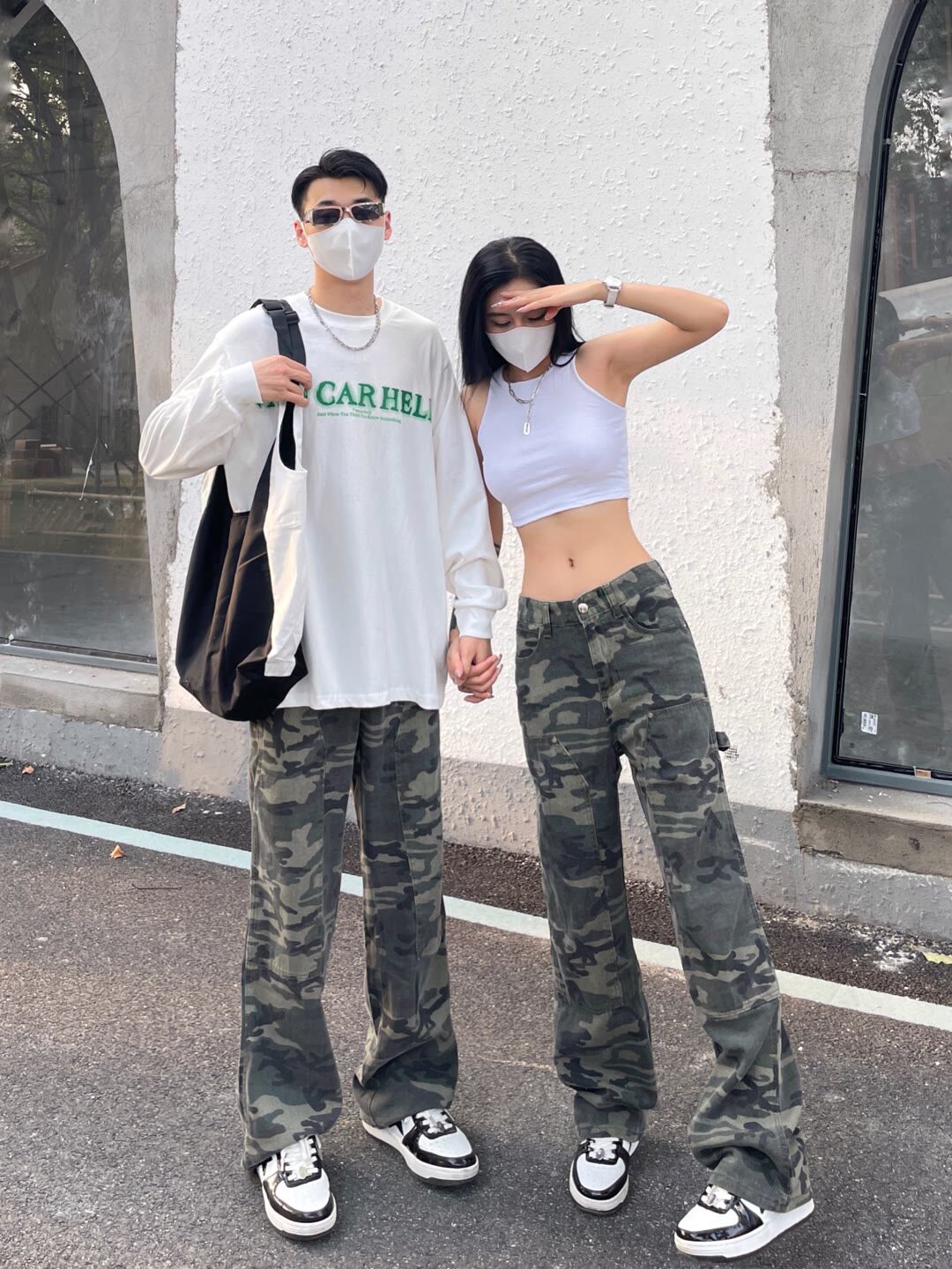 美式高街迷彩白底实物图
