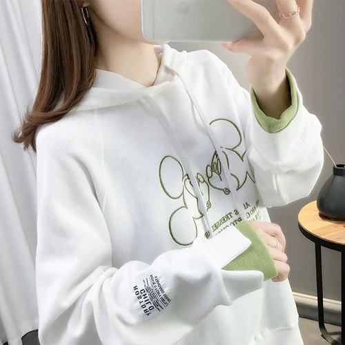 Осенняя толстовка с капюшоном, комплект для школьников, куртка, большой размер, оверсайз, в корейском стиле