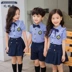 2020 quần áo trẻ em mùa hè đồng phục học sinh nam và nữ phù hợp với tiểu học và trung học cơ sở phục vụ đại học gió quần áo mẫu giáo ngắn tay - Đồng phục trường học / tùy chỉnh thực hiện