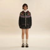 Ретро трехмерный свитер для отдыха, куртка, трикотажный кардиган, в цветочек