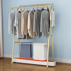 Стеллаж для просушки 踢脚线取暖器晾衣架卧室落地挂衣架不占地家用儿童双层内衣烘衣架