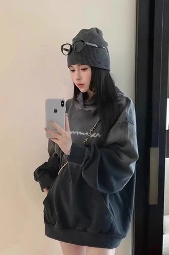 Осенняя демисезонная толстовка с капюшоном, дизайнерская куртка, градиент, тренд сезона, увеличенная толщина