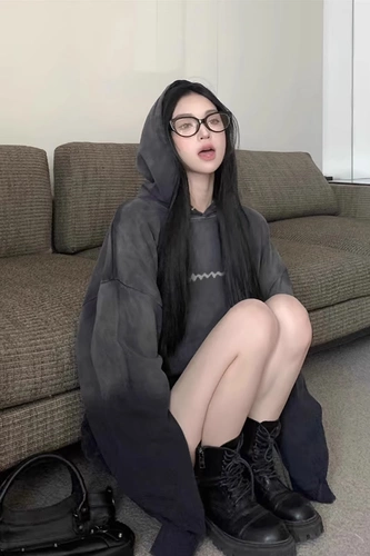 Осенняя демисезонная толстовка с капюшоном, дизайнерская куртка, градиент, тренд сезона, увеличенная толщина