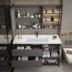 Phòng tắm đơn giản chậu rửa gốm tích hợp lưu vực chậu rửa thông minh đặt sàn ánh sáng kết hợp tủ phòng tắm sang trọng Gương