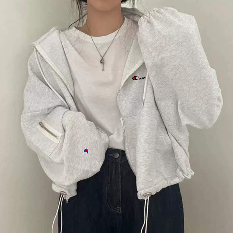 Пуловер с капюшоном и молнией, утепленная куртка, oversize, с drawstring