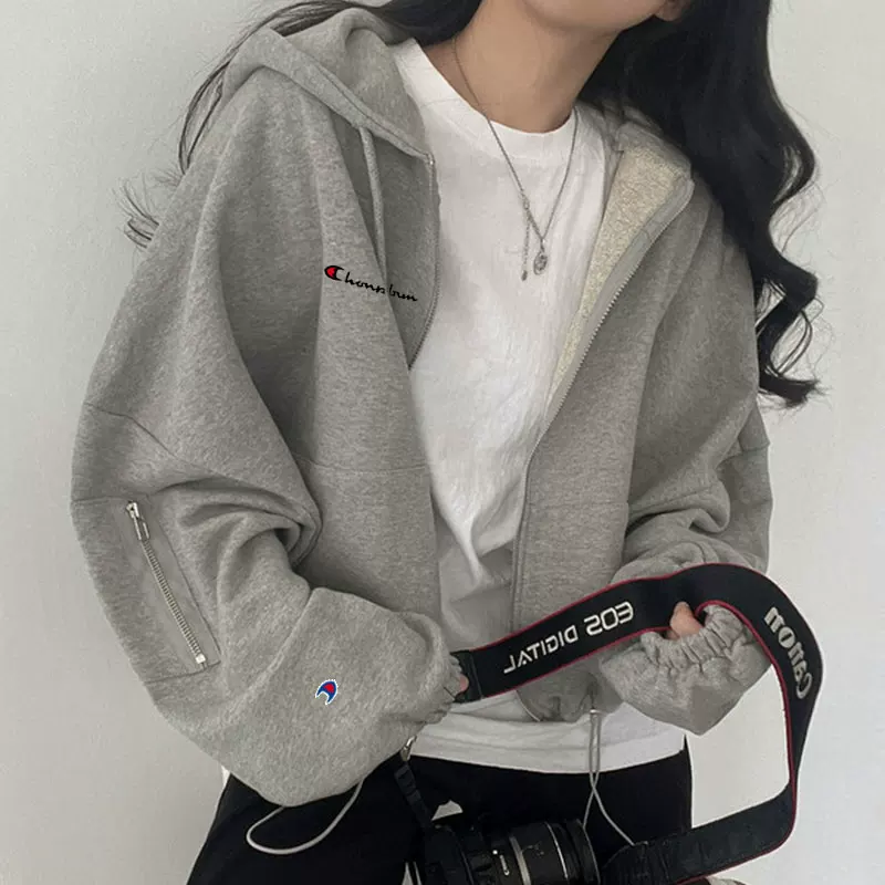 Пуловер с капюшоном и молнией, утепленная куртка, oversize, с drawstring