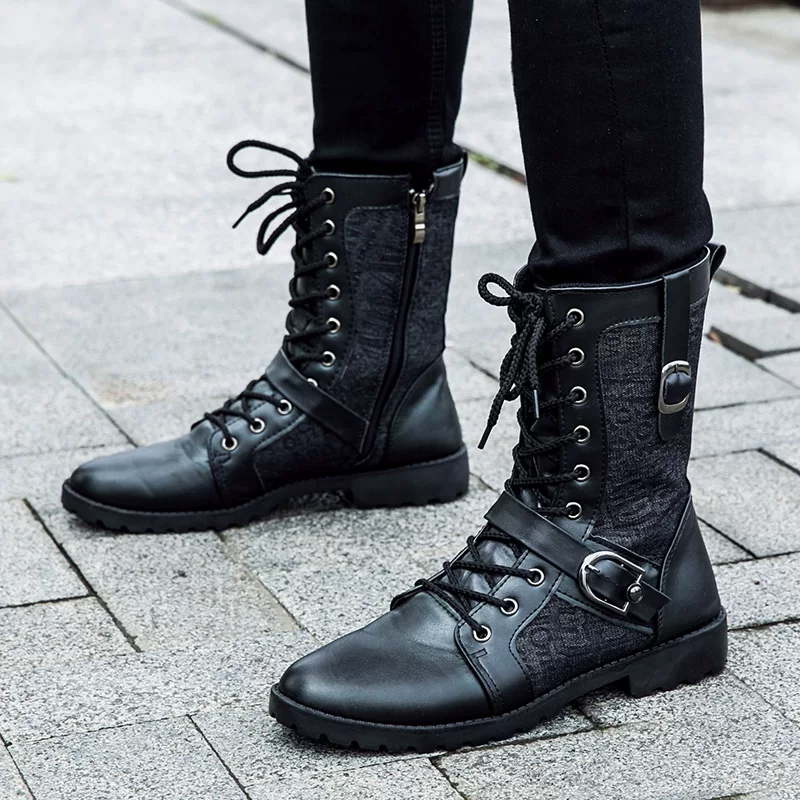 Мужские зимние ботинки, кожаные ботинки, мужские, high top, круглова головка