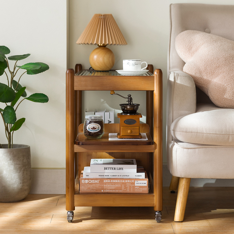 Side Table Mobile Coffee Table Tea Table Simple Small Table Mini Corner Table Small Square Table Sofa Side Table Bedside Table Trolley