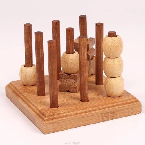 Мини -титская деревянная головоломка для детей современный 3D xoxo