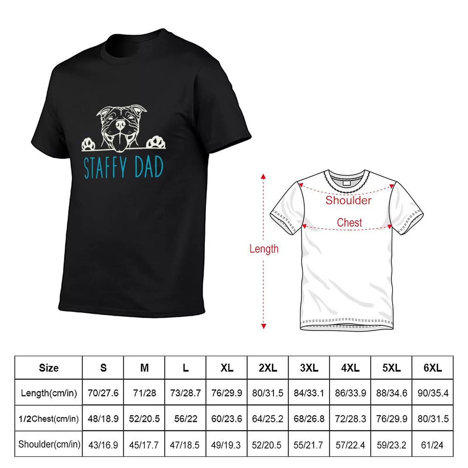 Staffy Dad with Staffordshire Bull Terrier Dog T-Shirt custo